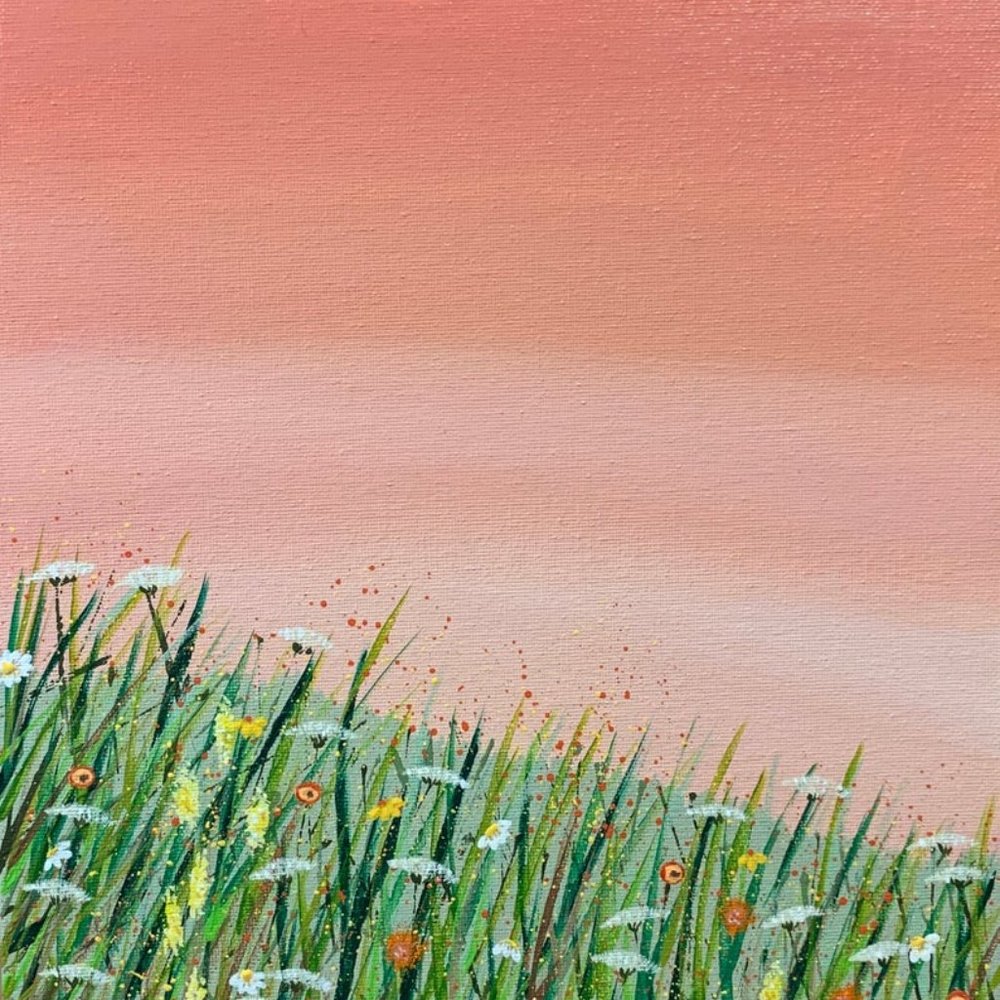Field of Wildflowers at Sunrise Acrylic Painting